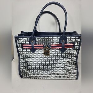 Tommy Hilfiger Bag Purse Padlock Logo Navy Blue Handbag Womens